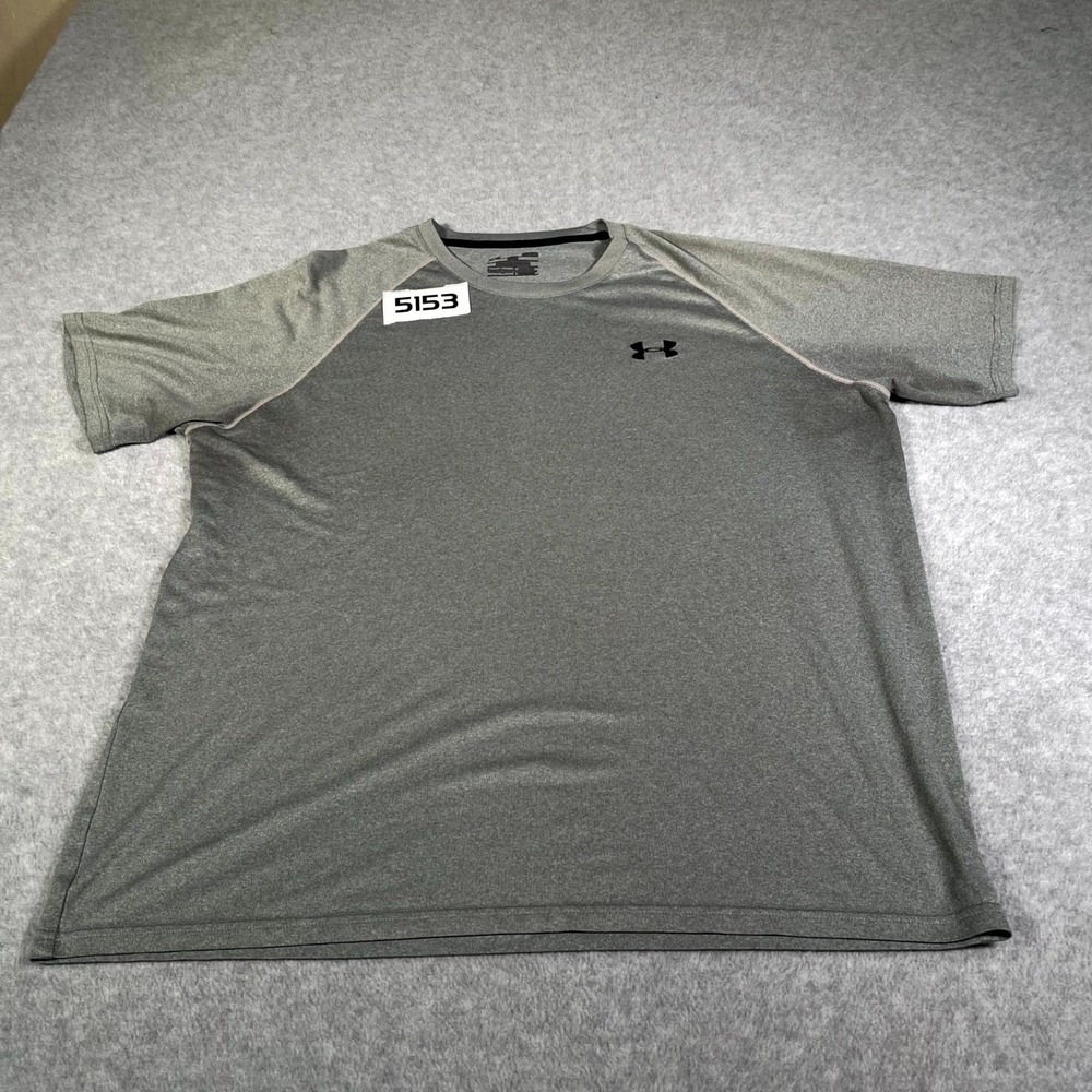 Under Armour T Shirt Mens XL‎ Gray Logo Crew Neck Gym Casual Workout Running